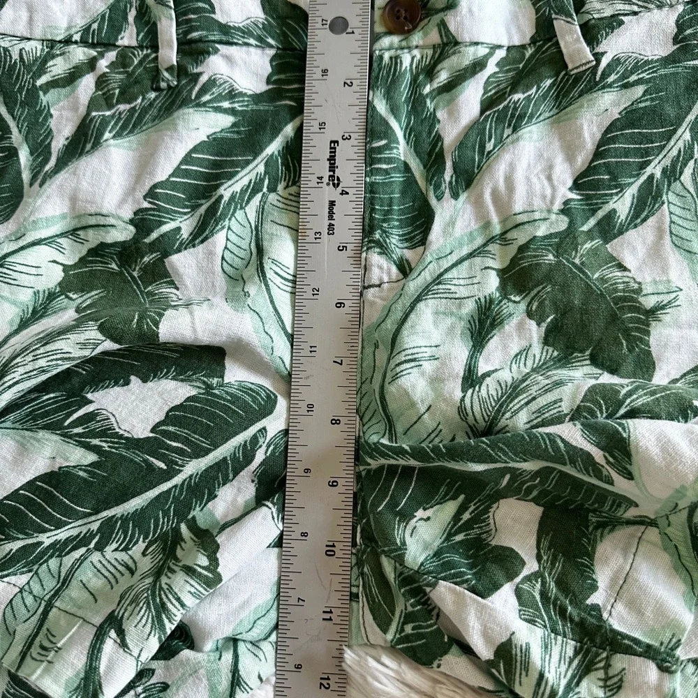 Old Navy Chino Shorts Palm Print Linen Blend Casual Green/White Size 12 NWOT - Picture 11 of 11